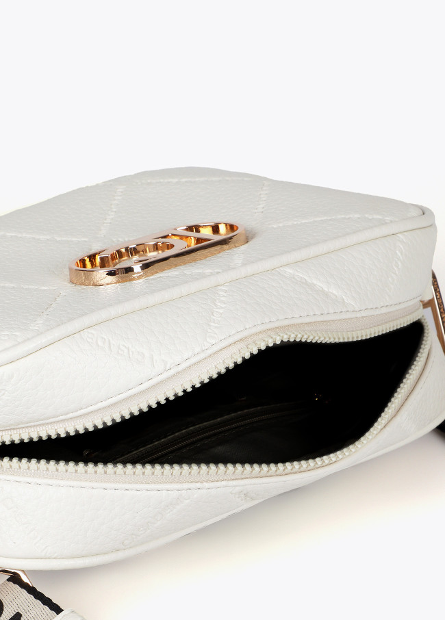 Faux leather crossbody bag with diamond design...