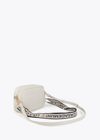 Faux leather crossbody bag with diamond design monogram and oval logo