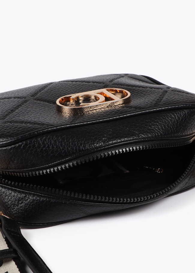 Faux leather crossbody bag with diamond design...