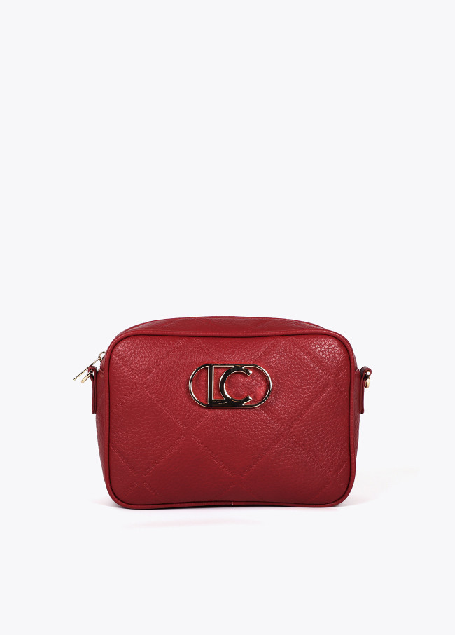 Faux leather crossbody bag with diamond design...