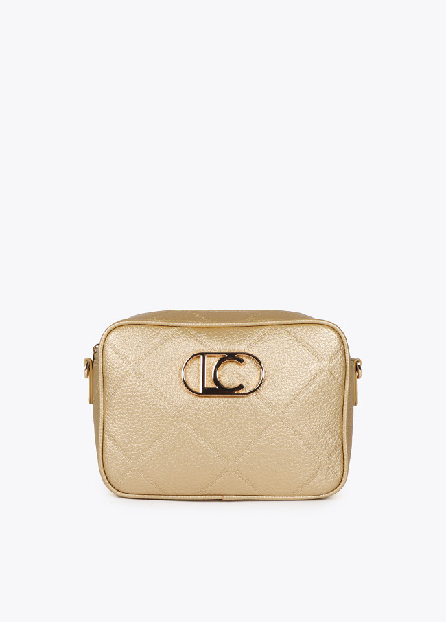Faux leather crossbody bag with diamond design...