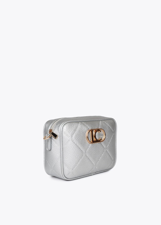 Faux leather crossbody bag with diamond design...