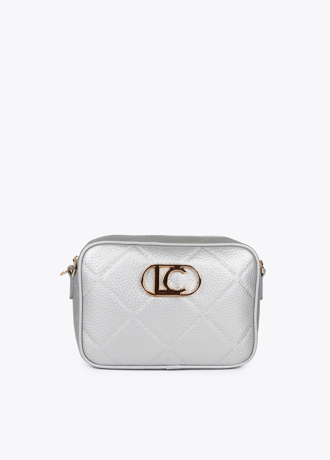 Faux leather crossbody bag with diamond design...