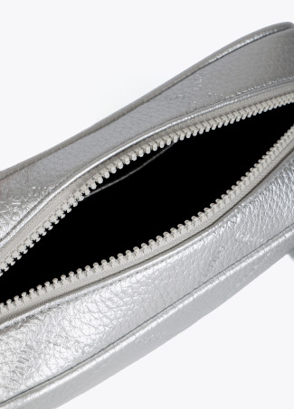 Faux leather crossbody bag with diamond design monogram and oval logo