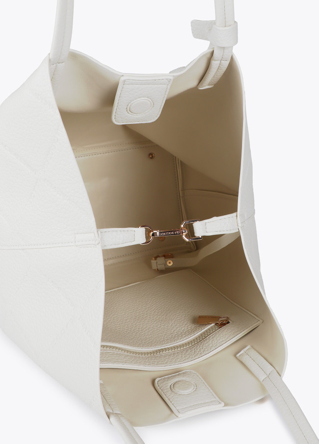 Faux leather tote bag with diamond logo...