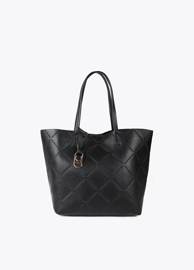 Shopper efecto piel monograma rombos logo...