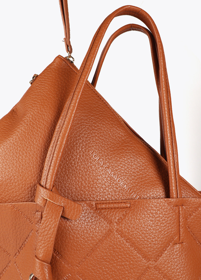 Cabas Monogramme Effet Cuir avec Logo Ovale...