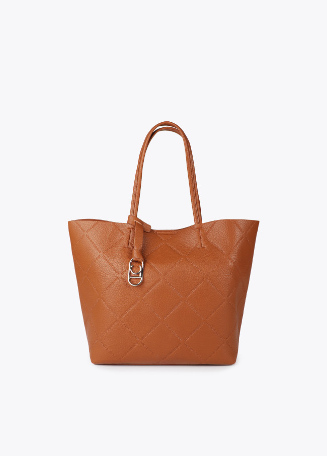Shopper efecto piel monograma rombos logo...