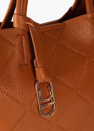 Cabas Monogramme Effet Cuir avec Logo Ovale Pendant