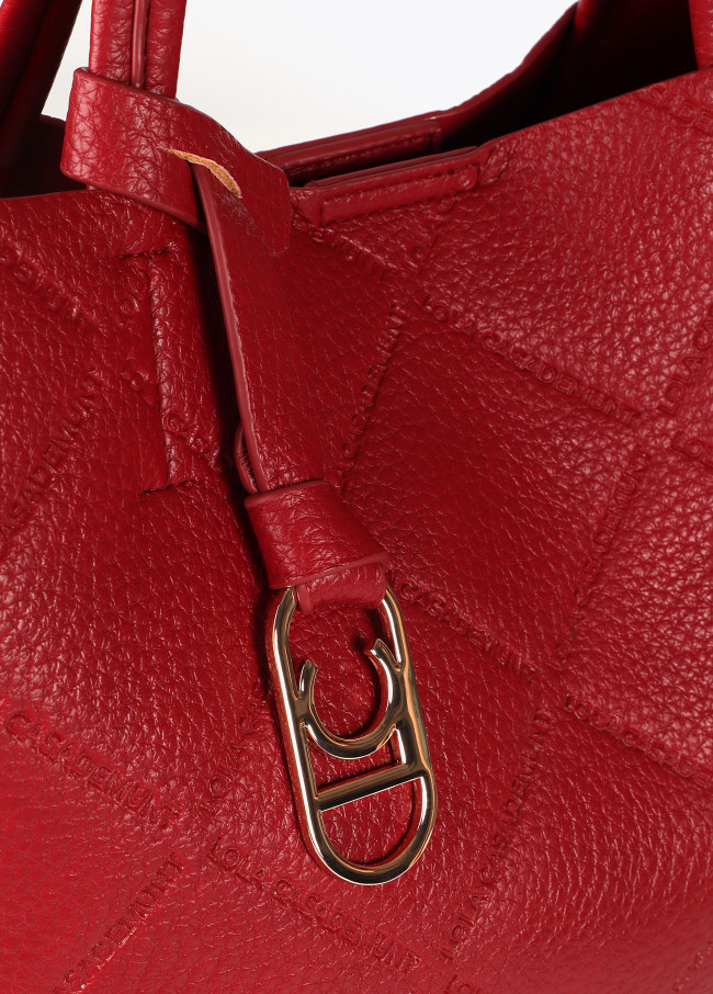 Shopper effet cuir losange avec logo ovale