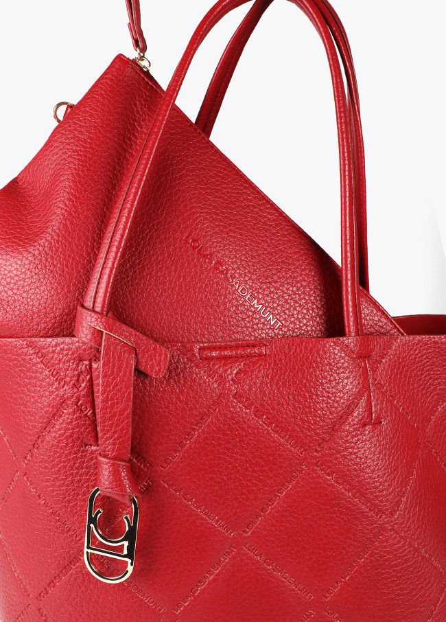 Faux leather tote bag with diamond logo...