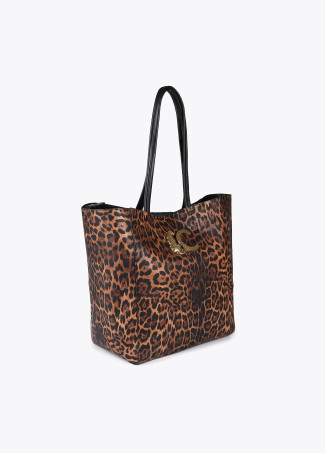 Animal print tote bag with leopard LC logo