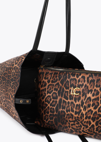 Leopardenmuster Shopper mit LC-Logo