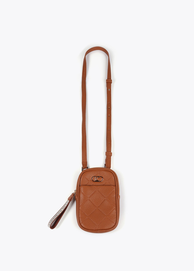 Mobile phone bag with diamond design monogram