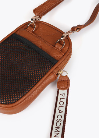 Mobile phone bag with diamond design monogram