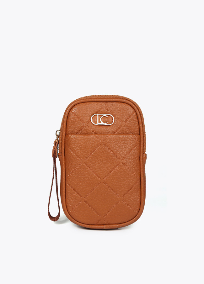 Mobile phone bag with diamond design monogram