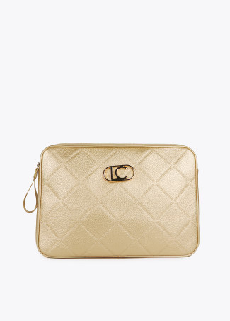 Capa para computador monograma losangos dourada