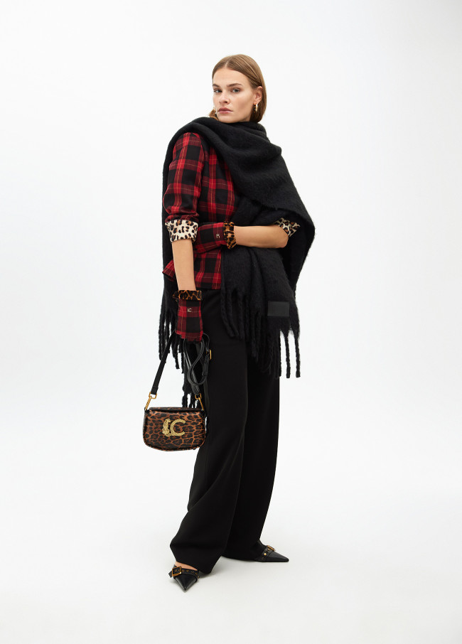 Animal print crossbody bag with leopard LC logo