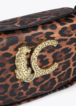 Animal print crossbody bag with leopard LC logo