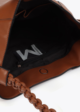 Faux leather tote bag with braided strap