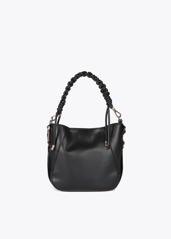 Bolso asa trenzada efecto piel