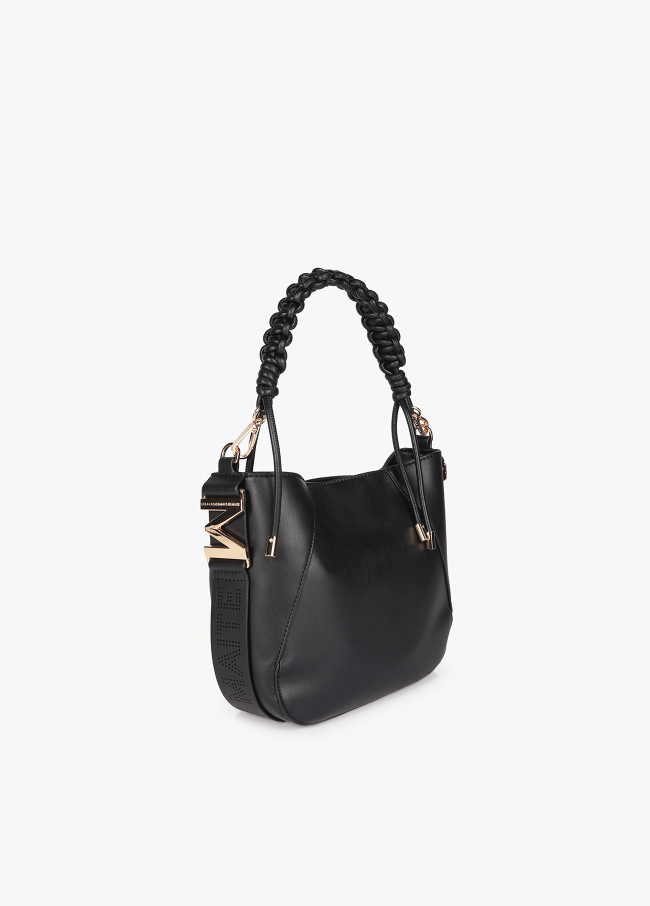 Geflochtener Griff Kunstleder Tasche