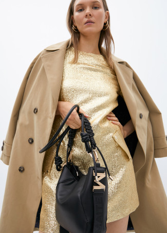 Bolso asa trenzada efecto piel