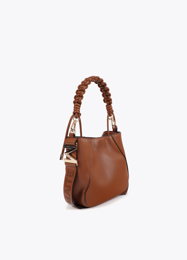 Faux leather bag with braided strap