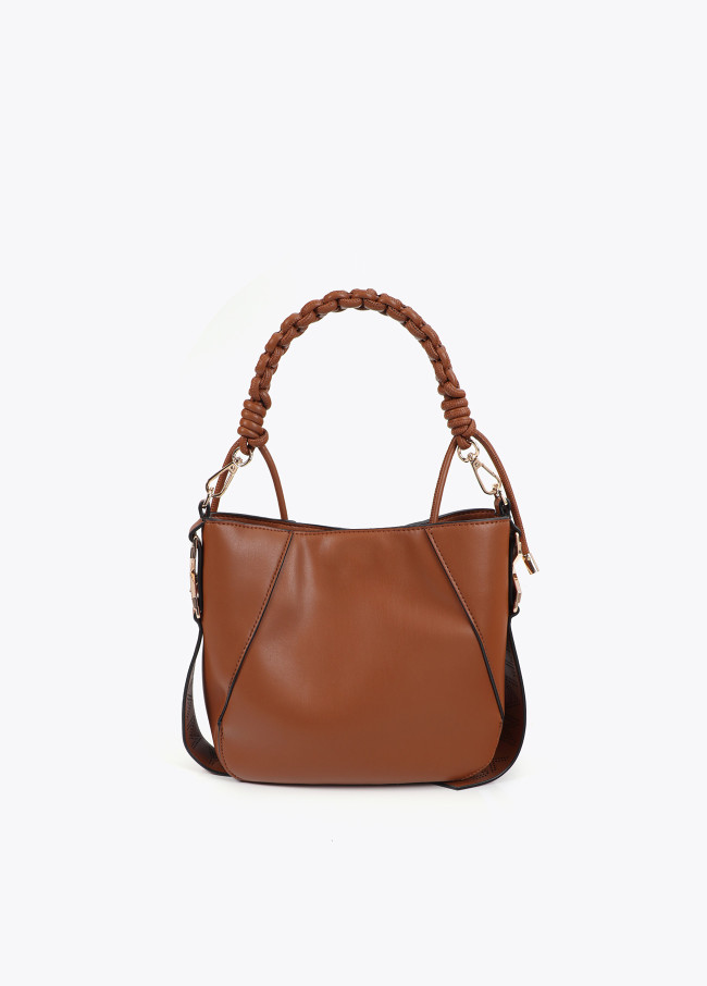 Faux leather bag with braided strap