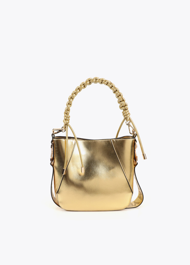 Faux leather bag with braided strap