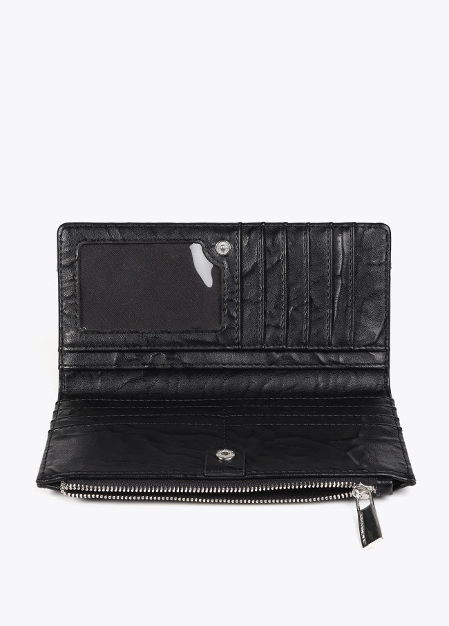 Wrinkled faux leather wallet with XL studs