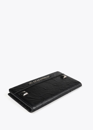 Wrinkled faux leather wallet with XL studs