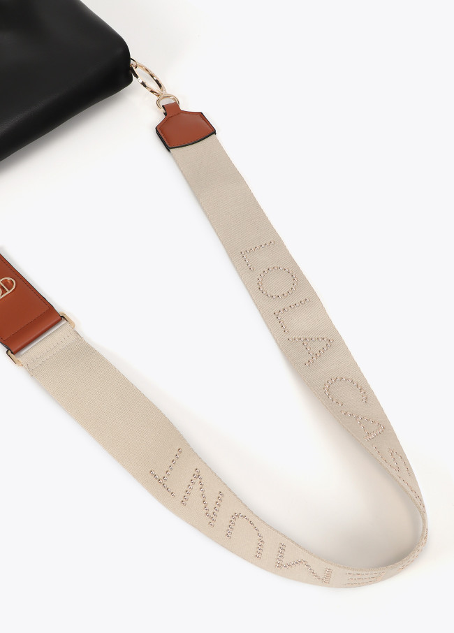 Bag strap with metallic studs and logo