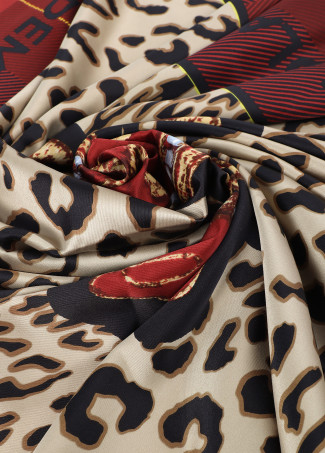 Animal print scarf with crest logo