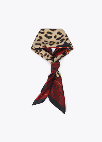 Animal print scarf with crest logo