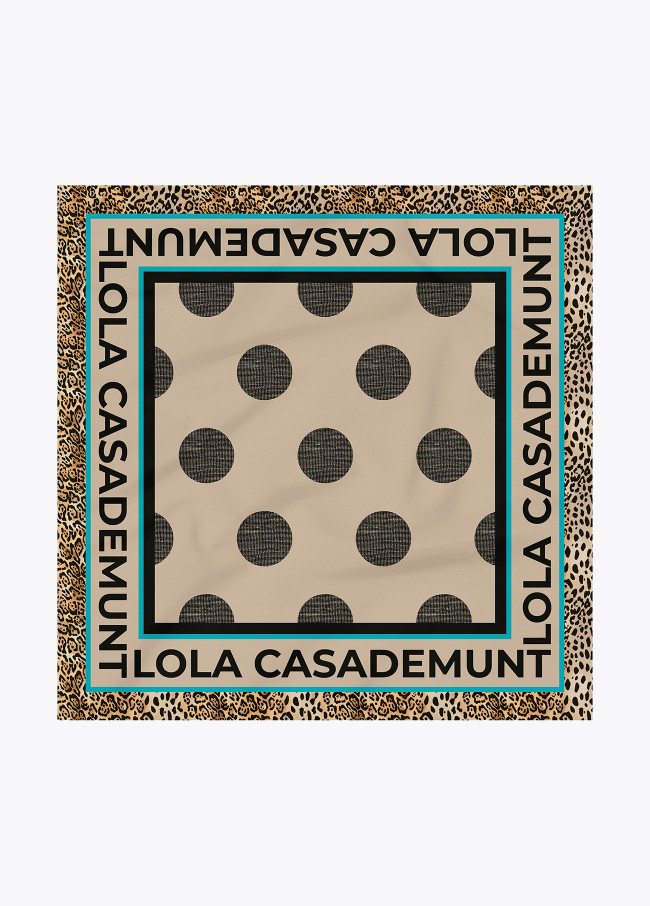 Foulard con pois e logo