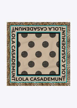 Scarf with polka dots and logo