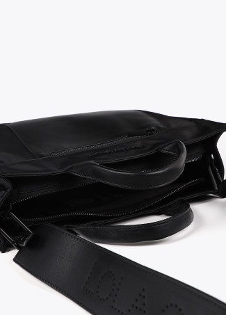 Contrast nylon and faux leather bag