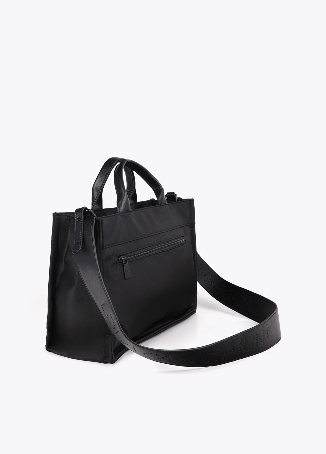 Contrast nylon and faux leather bag