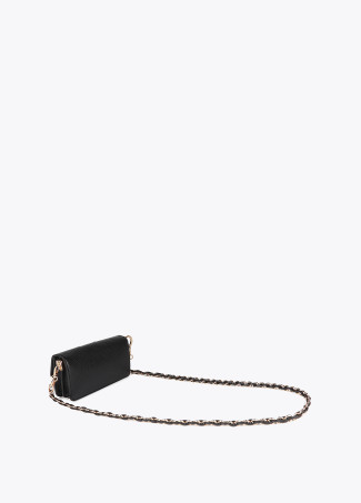 Faux leather crossbody baguette bag with raised M