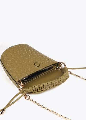Crossbody bag with flap in braided faux leather material