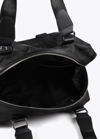 Nylon weekend bag in matching camouflage jacquard.