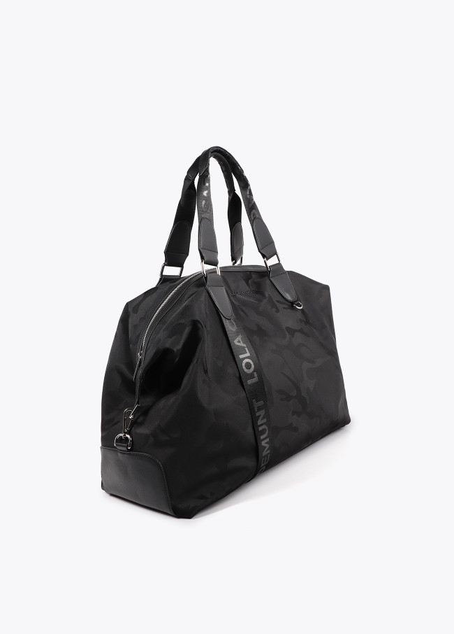 Nylon weekend bag in matching camouflage jacquard.