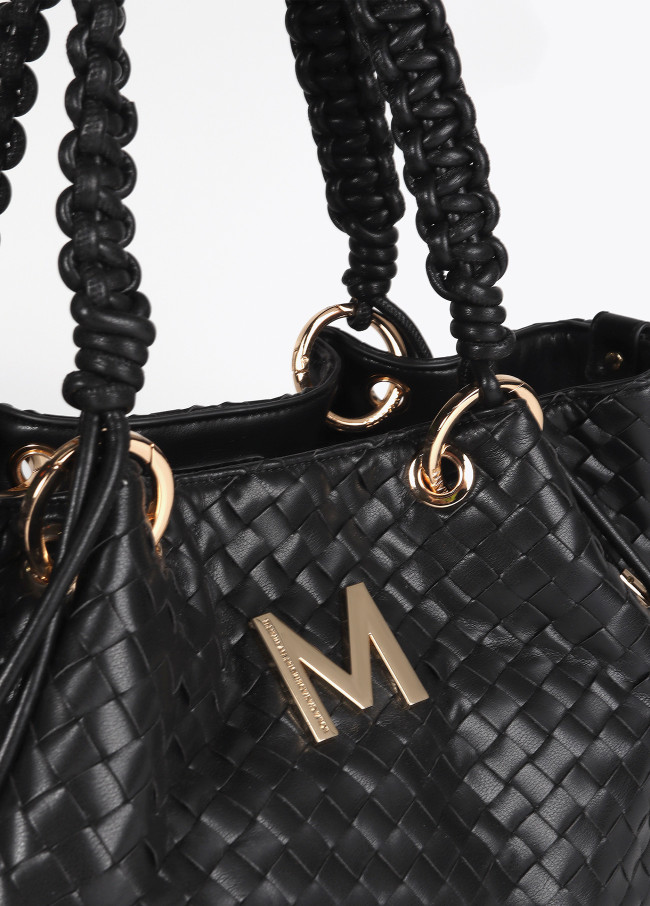 Tote bag in braided faux leather material