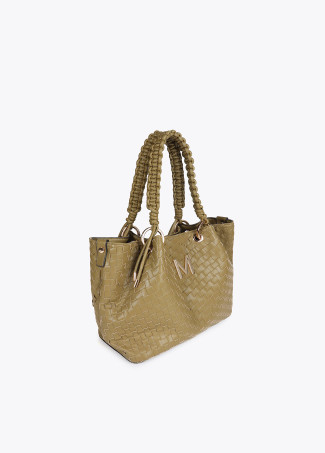 Tote bag in braided faux leather material