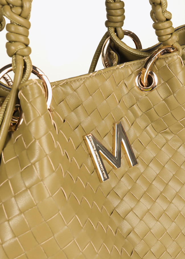 Tote bag in braided faux leather material