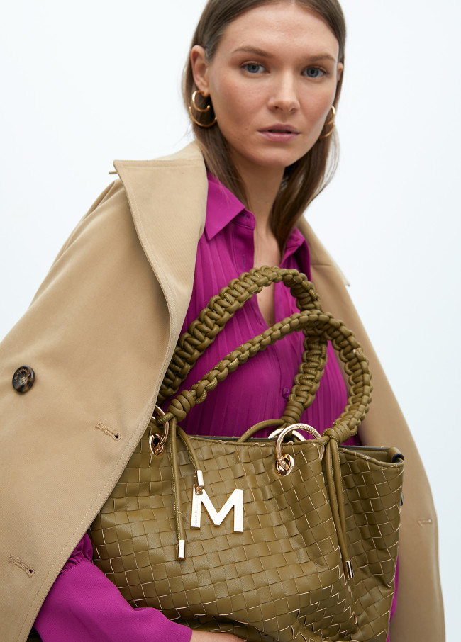 Shopper effet cuir tressé