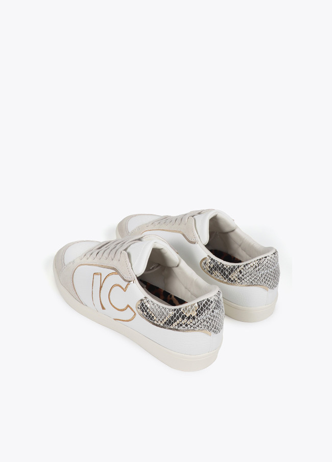 Baskets avec Détails Effet Serpent et Cuir