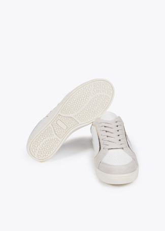 Trainers with snakeskin effect and leather details