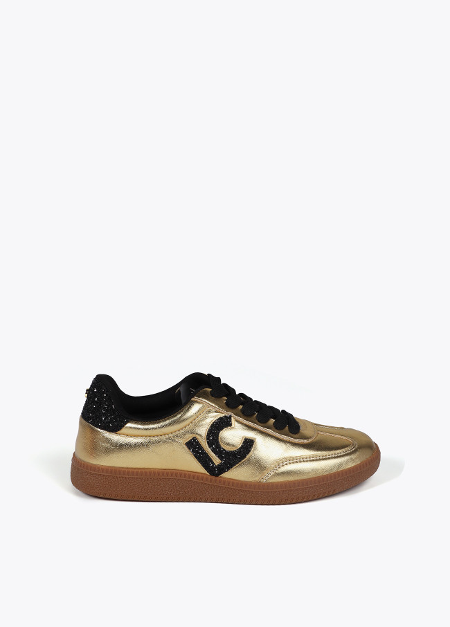 Metallic trainers with glitter-effect details